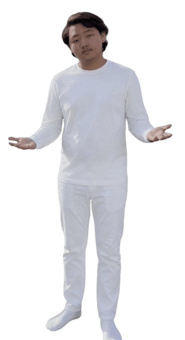 Matthew in a blank white outfit